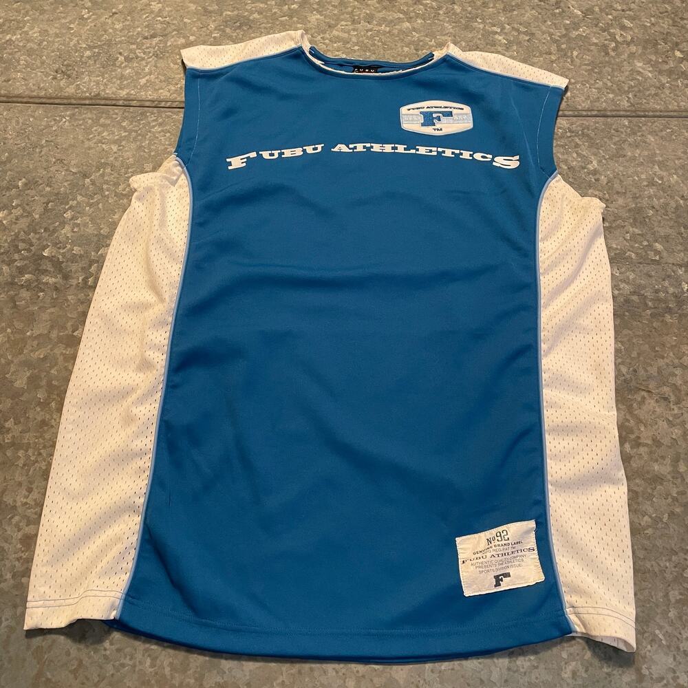 Vintage FUBU Athletics The Collection 05 Basketball Jersey Shirt XL 90s Y2K Blue